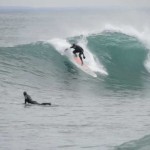 Surfing on a longboard on Lake Superior