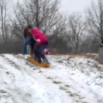 Snow surfing fail