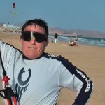Kitesurfing – learning a beach start and jump unhooked.  A total amateur.